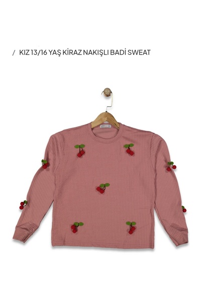 Çağlam moda 12/13 yaş kiz kiraz nakisli badi sweat