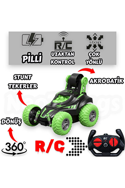 YILDIRIM OYUNCAK Uzaktan Kumandalı Pilli Stunt Tekerli Akrobasili 360°Dönebil...