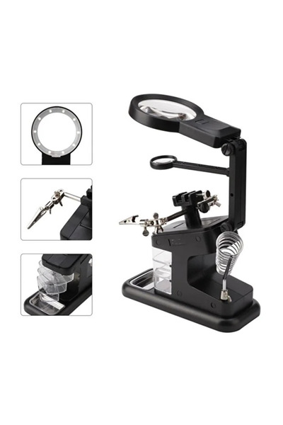 Renvox Led Lighted Soldering Magnifier – Third Hand Circuit Repair Stand, 3X ...