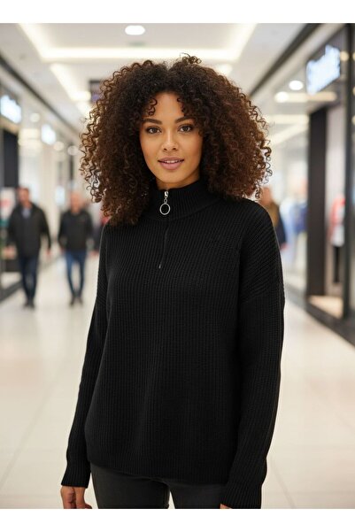 sedadenizstore Women's Half Zipper Mock Neck Fleece Sweatshirt – Casual, Sports, Transitional