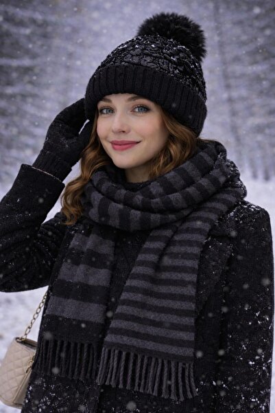 kuru Fii personajul principal al combinației de iarnă! Beretă Pofidik + Șal m...