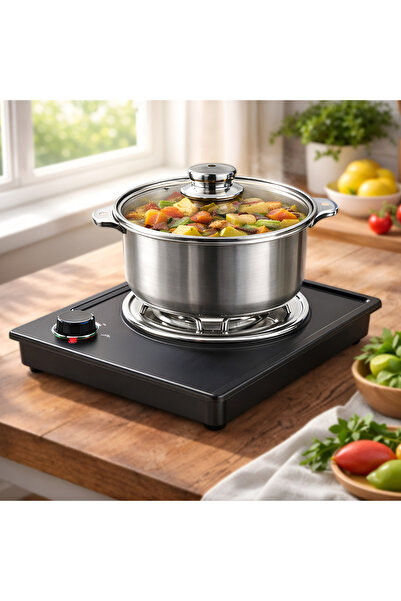 Cady One 1500W single-burner electric heater, equipped with a temperature control knob and indicator light.