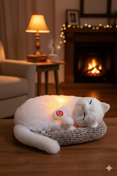 BESTTOYS Sesli müzikli ışıklı uyuyan kedi (karnı şişip inen )
