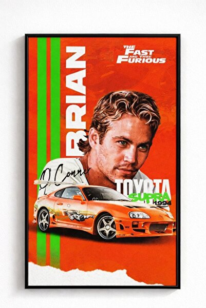 BuzzDesigns Brian O’Conner – Toyota Supra Fast & Furious Afiş Tablo (Çerçeveli)