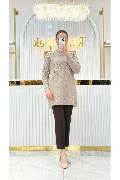 Nefise Oslo Pul Nakışlı Simit Yaka Tunik