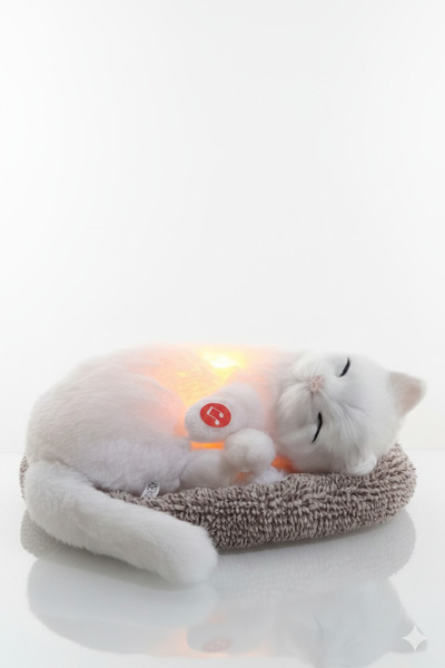 BESTTOYS Sesli müzikli ışıklı uyuyan kedi (karnı şişip inen )