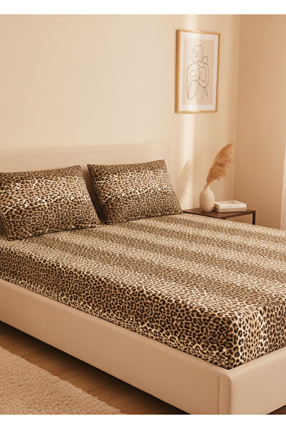 ChicMaison King Size Double Cotton |   Elastic |   Sheet Set |   Leopard