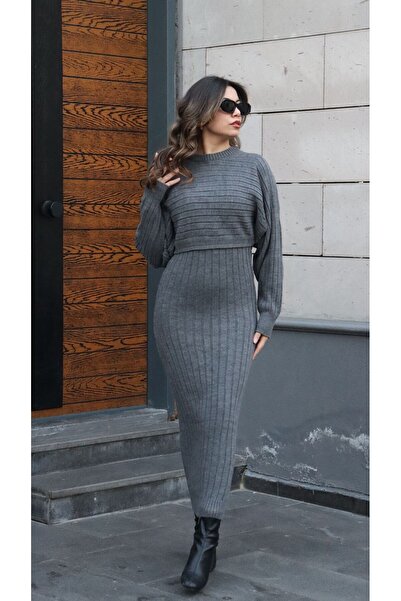 Sevvaltekinboutique Triko ikili elbise