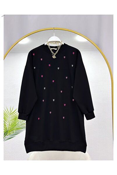 Çalışkan Heart Embroidered Combed Cotton Tunic [Wide Fit, 85 cm Medium]