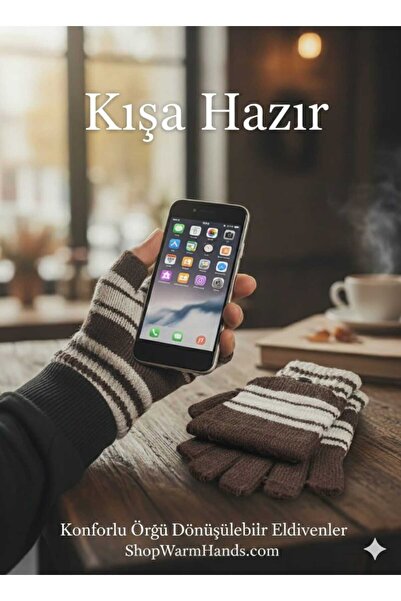 Betülce Double Layered Two-Way Cut Fingerless Quality Knitting Gloves