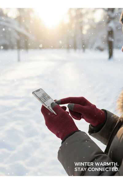 Betülce Knitwear Unisex Gloves Touch Screen Compatible Women Men Winter