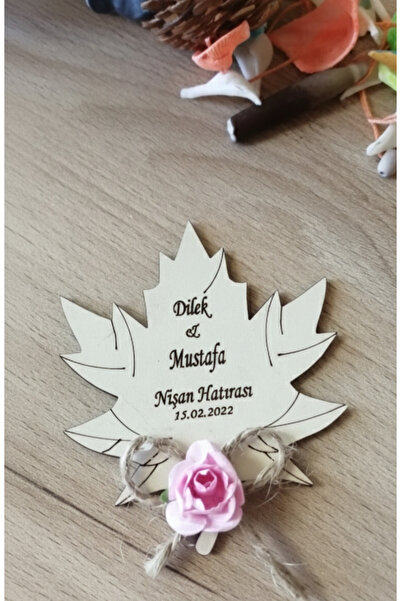 Genel Markalar 20 Adet Nikah Şekeri & Düğün & Söz & Nişan Magneti Ahşap Mıkna...