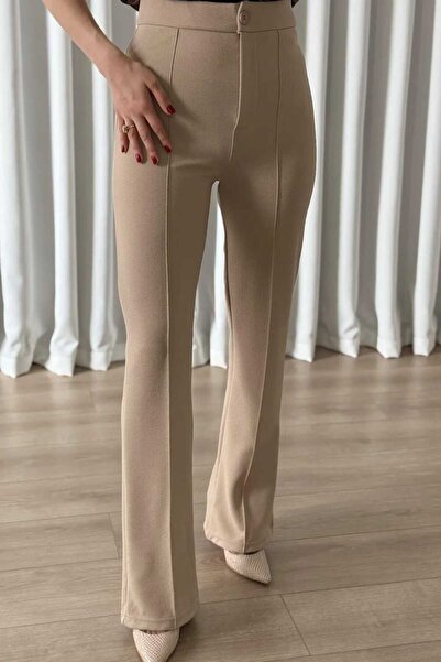 LARA GİYİM Women's High Waist Shaping / Sculpting Leg piped Pants
