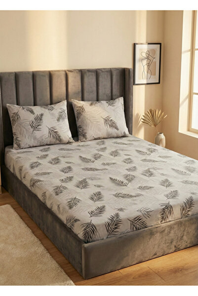 ChicMaison King Size Double Cotton |   Elastic |   Sheet Set |   Gray Feather