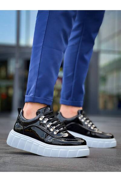 Zapatos حذاء رياضي رجالي KB-X10 برباط من الجلد اللامع للاستخدام اليومي RBT - ...