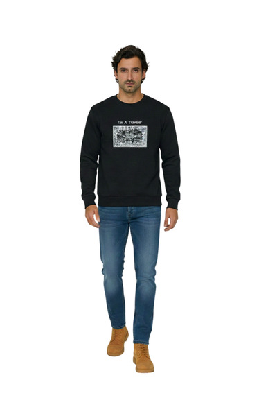 DYNAMO Men's Crew Neck Sweatshirt with Text Embroidery on the Front, Comforta...