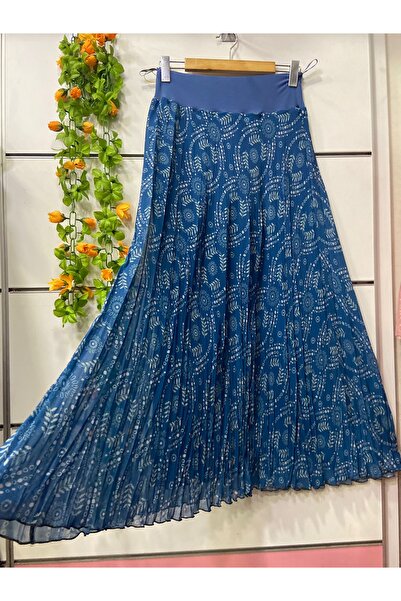 edu collection Patterned Chiffon Bell Skirt with Lining