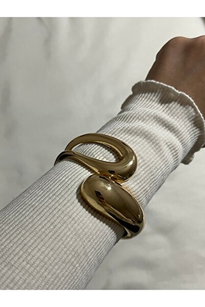 bonsesa Gold Kelepçe Bileklik, Kelepçe Bileklik, Çelik Kelepçe, Kalın Bileklik