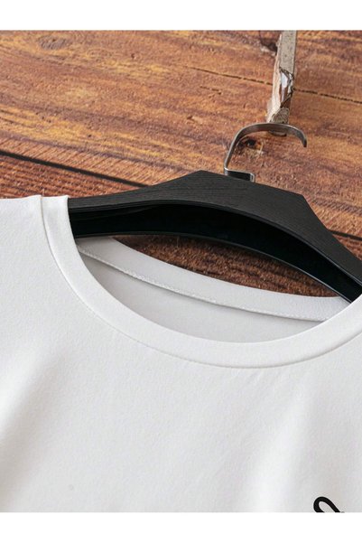 EYAX MODA MİNİK KURDELE BASKILI OVERSIZE TİŞÖRT