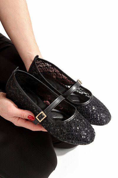 CEMAY Balerini pentru femei, brodate, simpli, cu cataramă, potriviti pentru b...