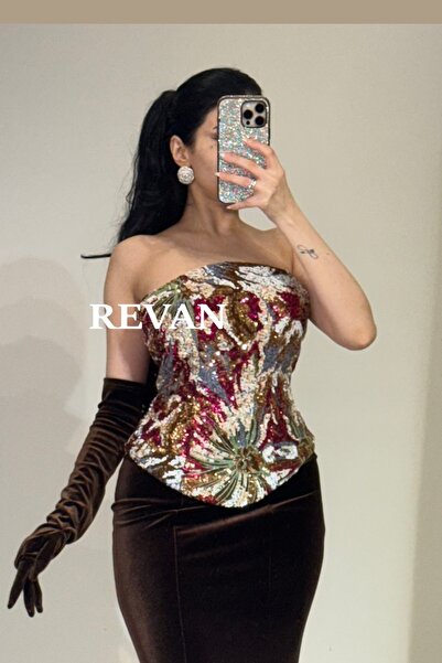 revan Rivan evening dress with sequined bodice and velvet skirt