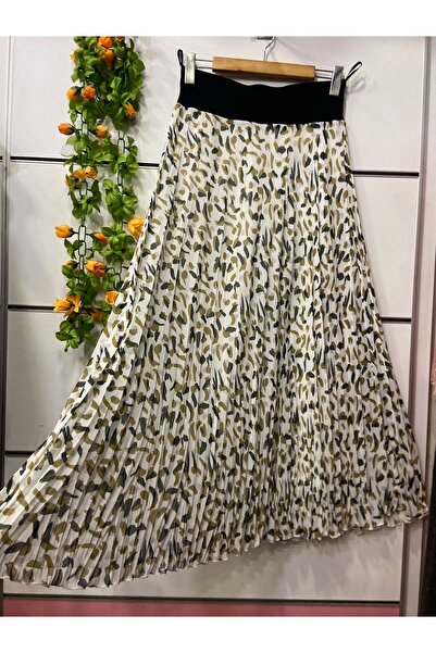 edu collection Patterned Chiffon Bell Skirt with Lining