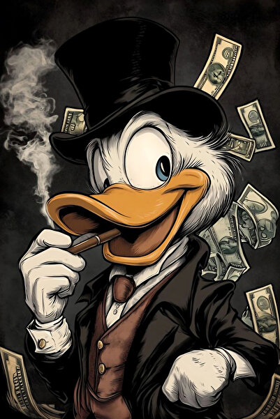 Hayal Poster Retro Ahşap Poster Daffy Duck Karikatür Poster 20x30