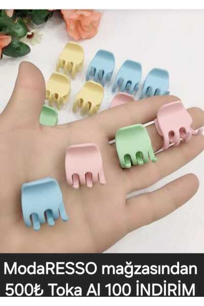 İNCİ AKSESUAR Kırılmaz Renkli Mat Renk Orta Boy Mandal Toka 2 Adet (3X3CM)