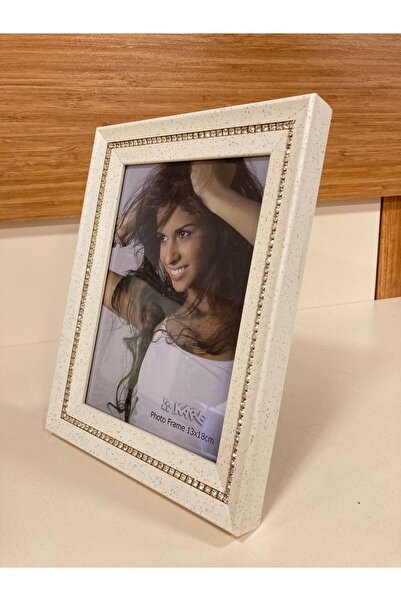 PLUS HOME إطار صور بصف واحد من الأحجار الفضية مقاس 15×20 سم لون أبيض مكسور