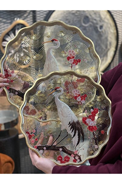 Stor desenli gold detaylı 2’li tepsi