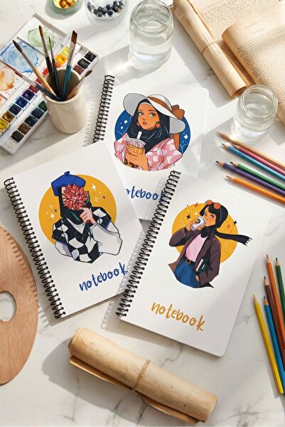 M&H Coloring مجموعة دفاتر ملاحظات حلزونية غير مسطرة مكونة من 3 قطع مقاس A5 - ...