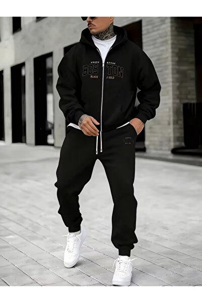 bellanova Set de 2 piese: hanorac imprimat cu fermoar și pantaloni de trening...