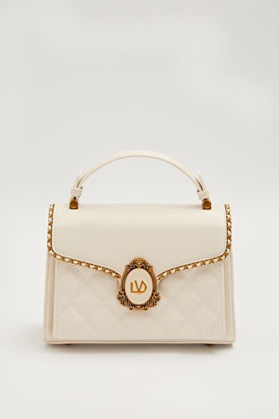 Levidor Premium Plain Flap Quilted Handbag Cream