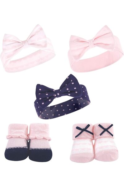 Hudson Baby Headband and Socks Set for Baby Girls