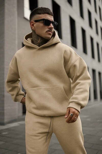 oneagılyazı 3 Yarn Combed Cotton Plus Size Unisex Sweatshirt