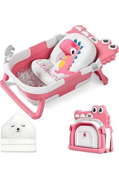 Generic حوض استحمام جديد قابل للطي للأطفال 2025 مع شاشة مراقبة درجة الحرارة في الوقت الفعلي + وسادة عائمة