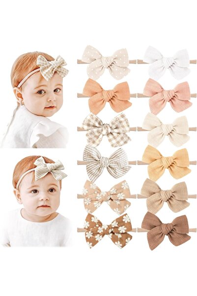 Niceye ربطات شعر وعصابات رأس للفتيات الصغيرات، عبوة من 12 ربطة شعر نايلون مطا...