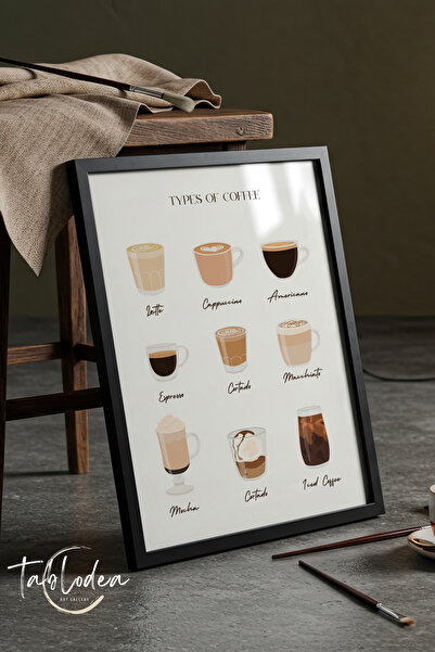 tablodea Poster cu ramă din lemn negru pentru decorarea colțului cafelei, tab...