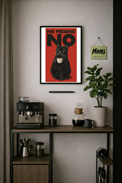 Koi Art Design Siyah Çerçeveli Tek Parça Modern Kahve Köşesi Temalı Yüksek Ka...