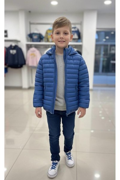 mayakids DÜZ RENK MAVİ ŞİŞME ERKEK ÇOCUK MONT