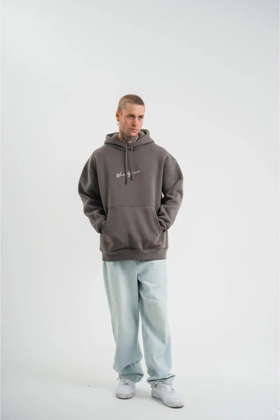 Kanonik Education Men's Hooded Double Oversize Digital Patch Sweatshirt - Smoked