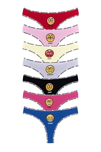 Dominant Pamuklu Komik Emojili 7 Gün Tanga