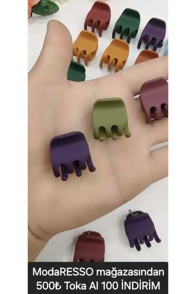 ModaRESSO Kırılmaz Renkli Mat Renk Orta Boy Mandal Toka 2 Adet (3X3CM)