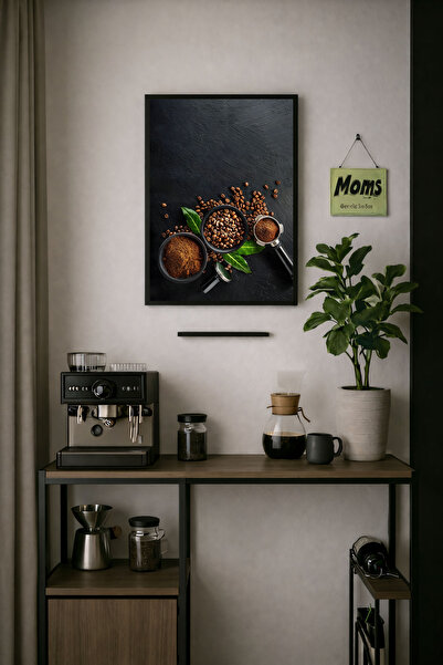 Koi Art Design Μοντέρνος γωνιακός πίνακας καφέ με μαύρο πλαίσιο, μονοκόμματος...