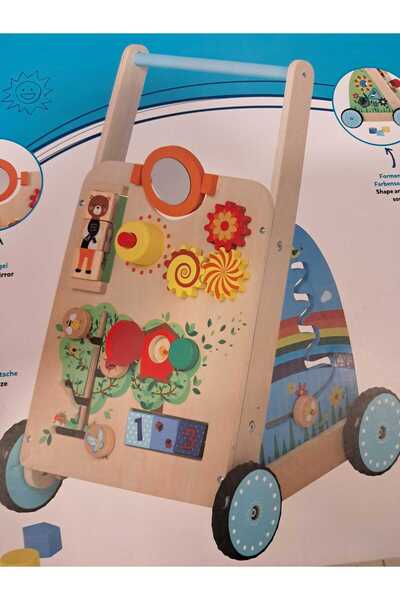 HUADO Antemergator din Lemn 9 in 1 cu Activitati Montessori de joaca, 56 x 34 x 33 cm,