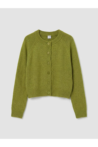 LC Waikiki Cardigan tricotat pentru fete verde guler rotund