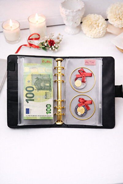 MINTDSGN My Savings Planner - Budget Planner Wallet - Black - Gold Mechanism