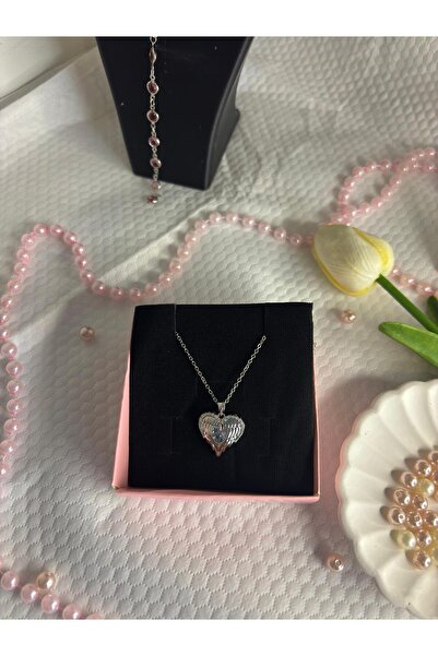 AYLORA'M 316L Çelik Melek Kanadı Detaylı Kararmaz Kalp Kolye