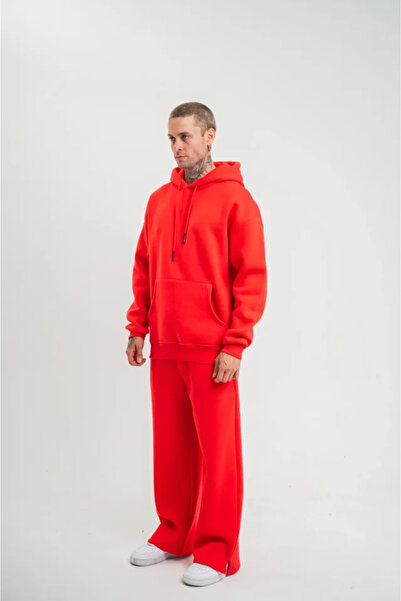 Kanonik Education Unisex Long Sleeve Hooded Tracksuit Set - Red