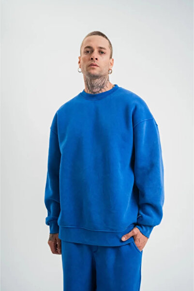 Kanonik Education Unisex Long Sleeve Crew Neck Washed Sweatshirt - Blue